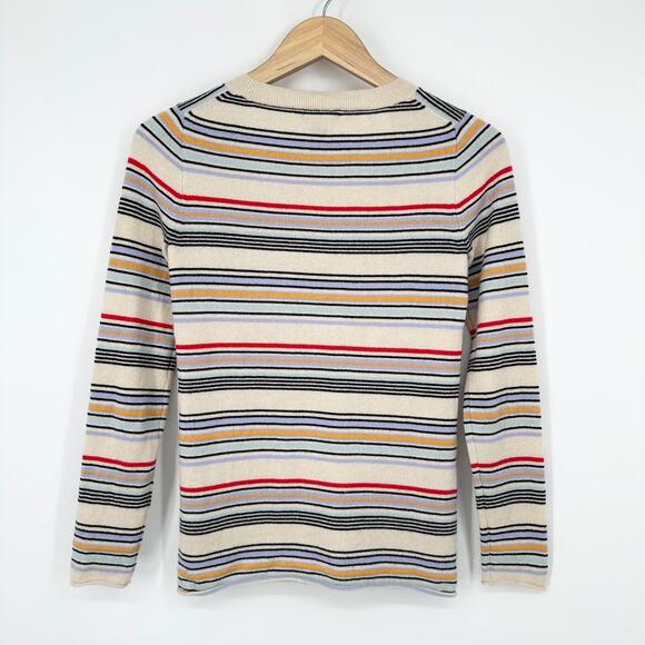 J. Crew Collection 100% Cashmere Striped Sweater Crew Neck Multicolor Pullover - Picture 6 of 11